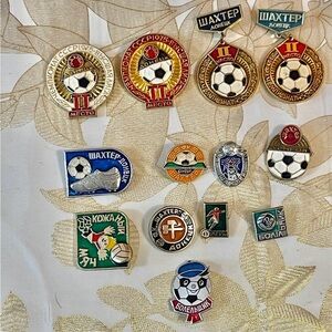 Set Of 13  VTG Soviet-era pins badges Shahter Donetsk football club USSR